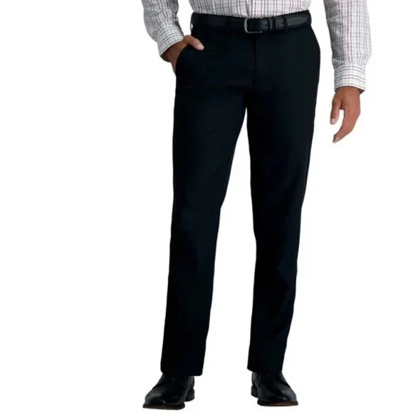 Haggar Performance Dress Pants Men 30x32 Super Flex Waistband Polyester Black - Picture 4 of 8